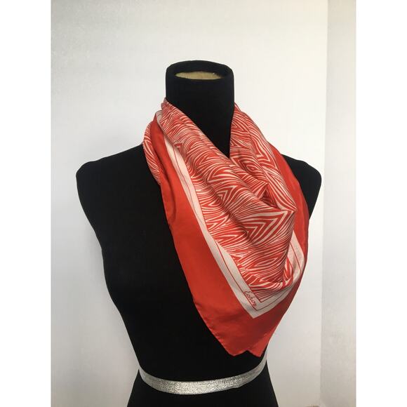 Red and White Vintage Patterned Scarf - Picture 2 of 6